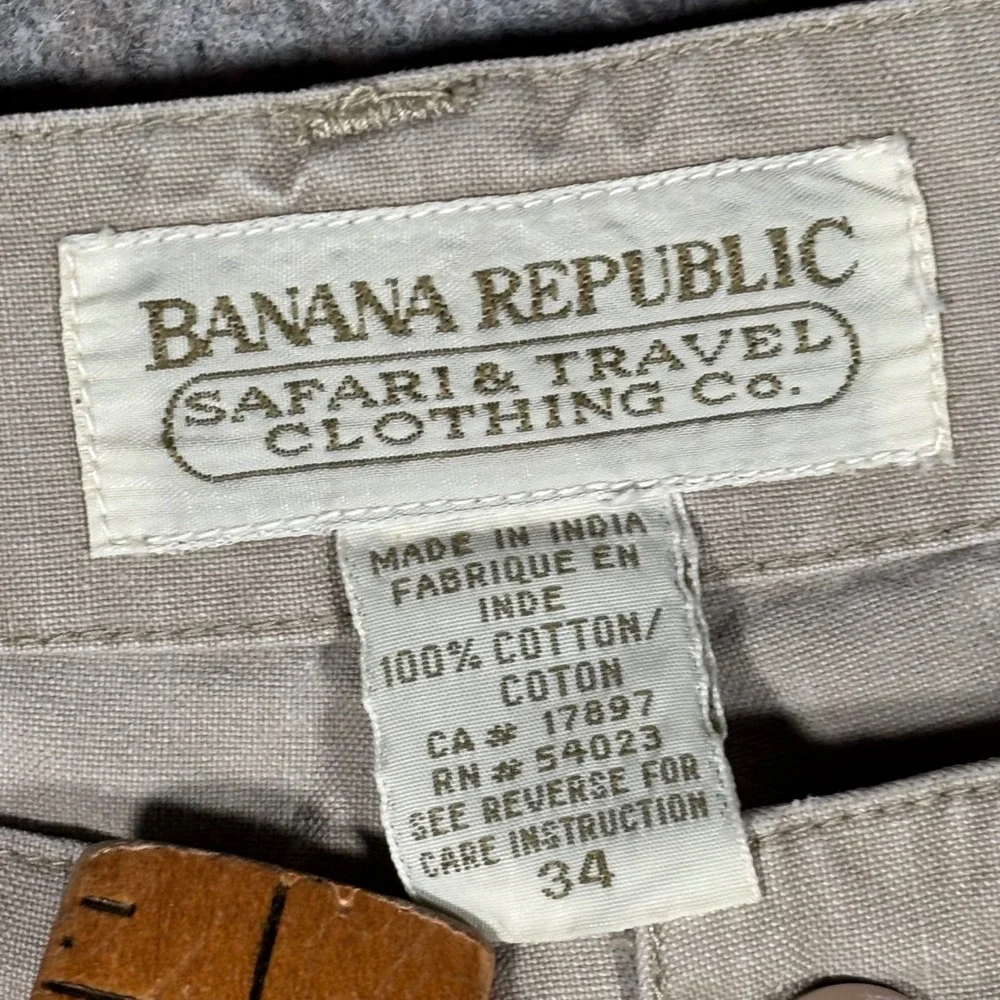 VTG Banana Republic Safari Cargo‎ Shorts Mens 34 Khaki Travel Cotton Distressed